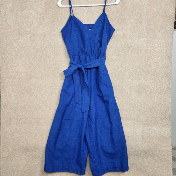 Flying Tomato Pants - Flying Tomato Royal Blue Cropped Belted Jumpsuit Size Small